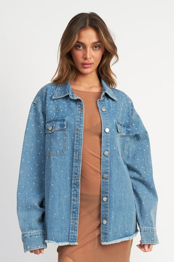 OVERSIZED RHINESTONE DENIM JACKET Emory Park