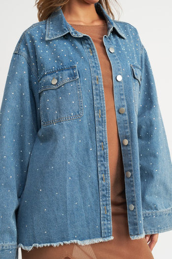 OVERSIZED RHINESTONE DENIM JACKET Emory Park