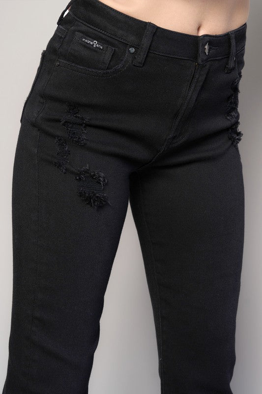 High Rise Fray Crop Straight Jeans Denim Lab USA