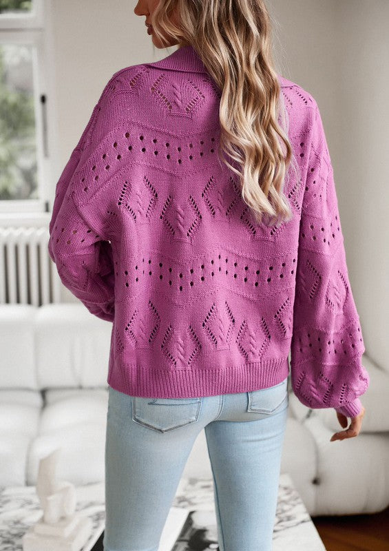 Knit long sleeve polo sweater Miss Sparkling