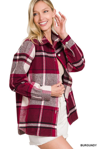 Yarn Dyed Plaid Shacket ZENANA