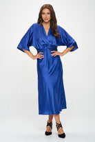 Satin Stretch Solid Dress with Front Twist Renee C.