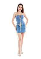 Lace Up Seam Denim Mini Skirt Rag Company