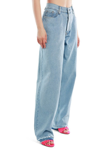 Ripped Wide Leg Denim Trousers Rag Company