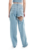 Ripped Wide Leg Denim Trousers Rag Company