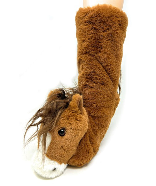 Horse Play - Women's Plush Animal Slipper Socks Oooh Yeah Socks