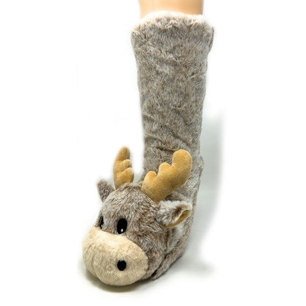 Moose Up - Women's Plush Animal Slipper Socks Oooh Yeah Socks