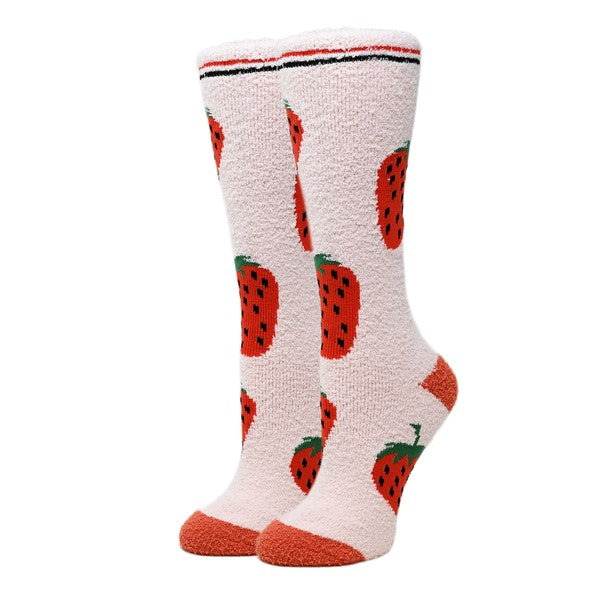 Berry - Women's fuzzy crew socks Oooh Yeah Socks