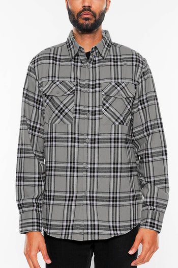 LONG SLEEVE FLANNEL FULL PLAID CHECKERED SHIRT WEIV