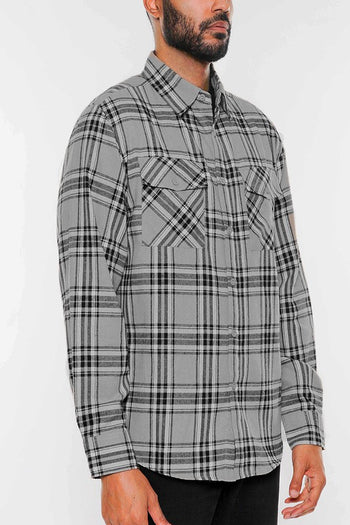 LONG SLEEVE FLANNEL FULL PLAID CHECKERED SHIRT WEIV