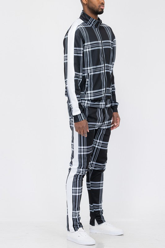 PLAID CHECKERED FULL ZIP TRACK PANTS WEIV