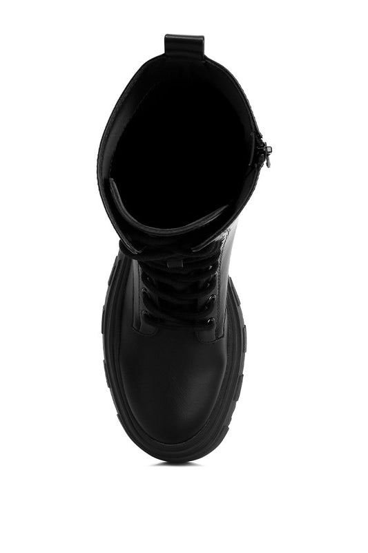 Tatum Faux Leather Combat Chunky Boots Rag Company