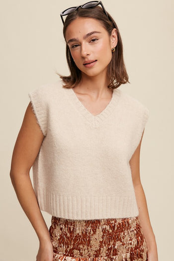 Soft Touch Cropped Knit Vest Listicle