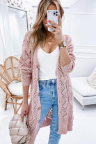 Eyelet sweater button cream black pink cardigan EG fashion