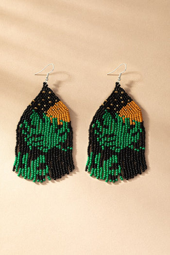 Monstera leaf starry sky seed bead earrings LA3accessories