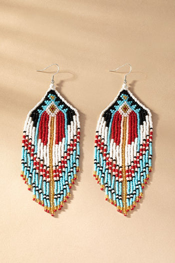 Boho long seed bead drop earrings LA3accessories