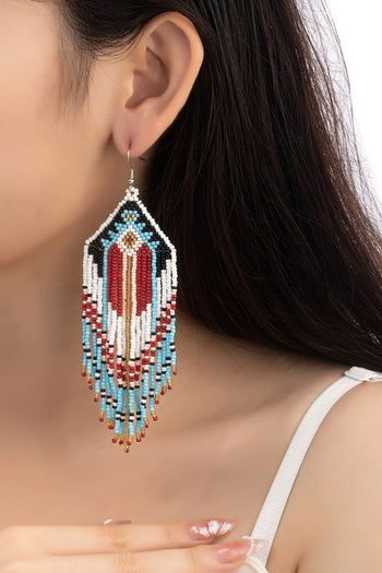 Boho long seed bead drop earrings LA3accessories