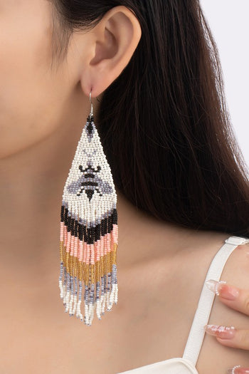 Seed bead bee long drop earrings LA3accessories