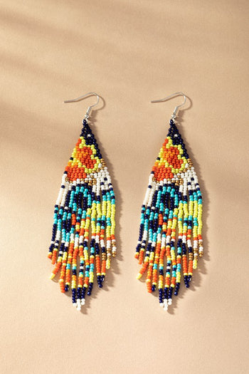 Multi color flower drop seed bead earrings LA3accessories