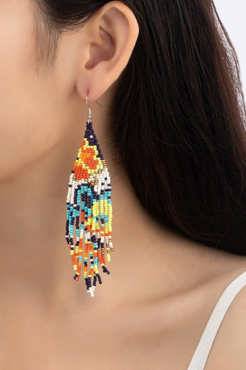 Multi color flower drop seed bead earrings LA3accessories