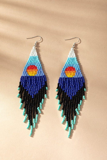 sunrise over deep blue ocean seed bead earrings LA3accessories