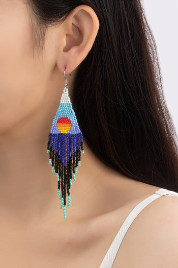 sunrise over deep blue ocean seed bead earrings LA3accessories