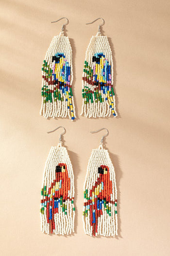 parrot seed bead drop earrings LA3accessories