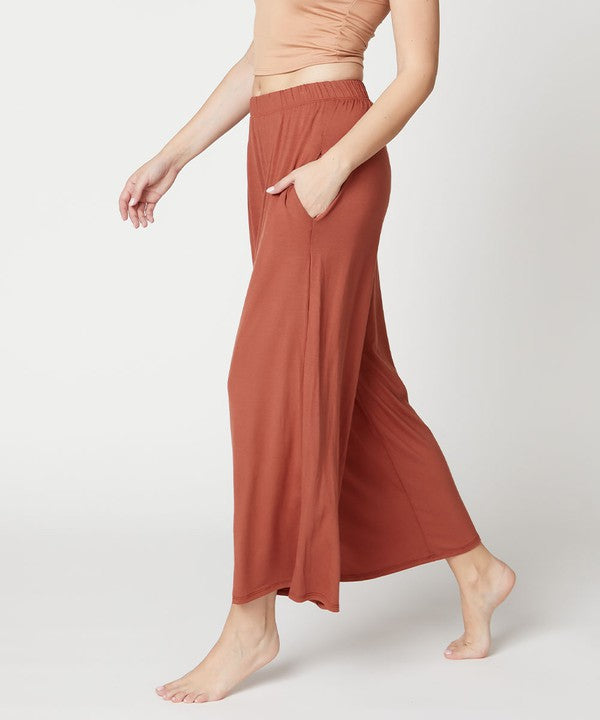 BAMBOO WIDE PANTS ANKLE LENGTH Fabina