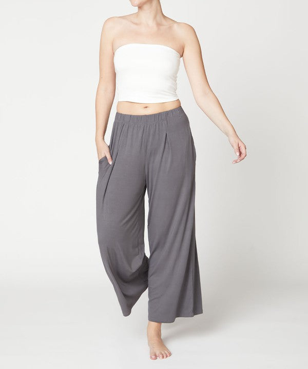 BAMBOO WIDE PANTS ANKLE LENGTH Fabina