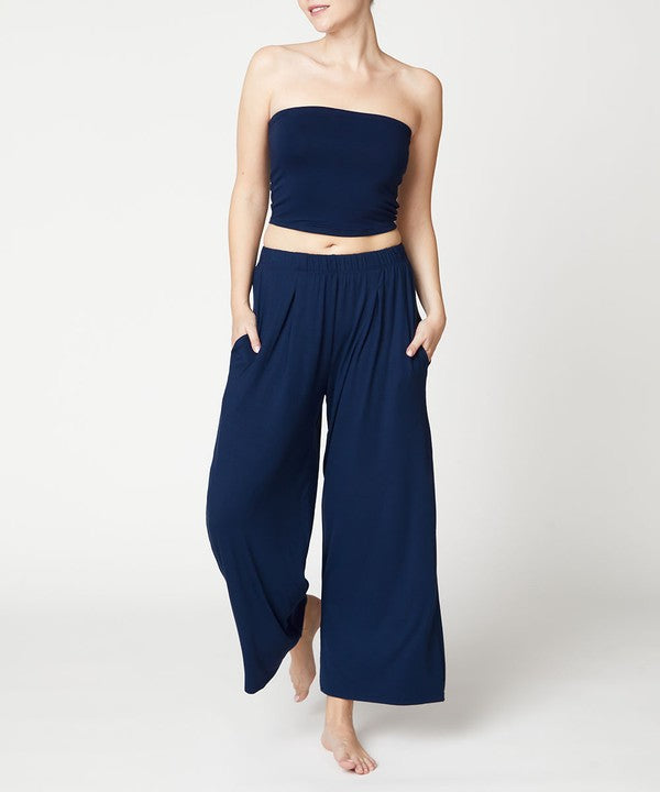 BAMBOO WIDE PANTS ANKLE LENGTH Fabina