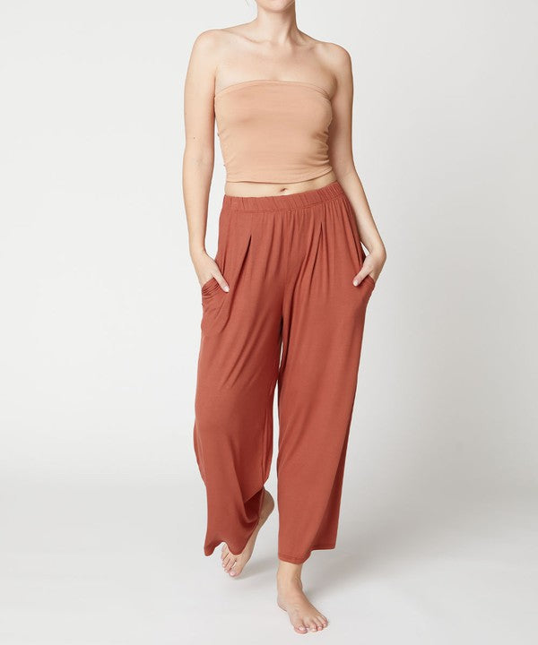 BAMBOO WIDE PANTS ANKLE LENGTH Fabina