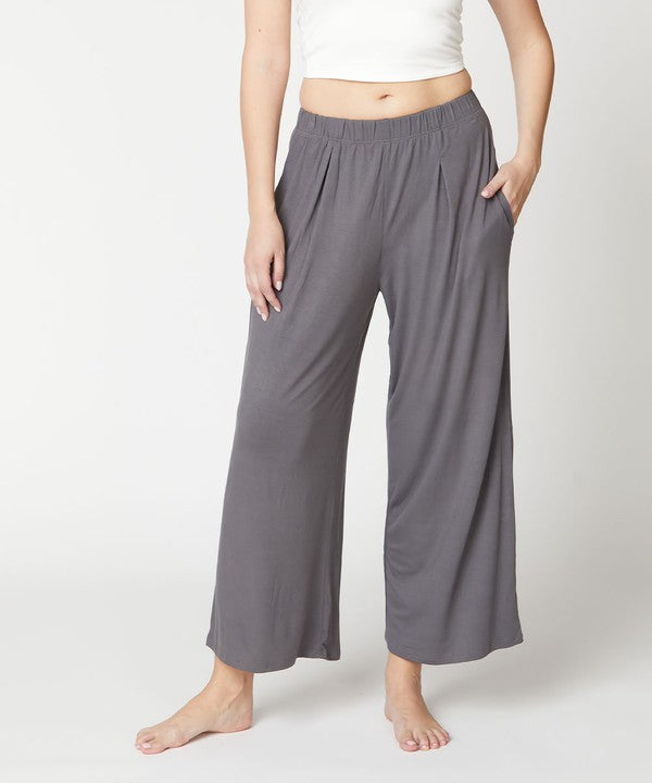 BAMBOO WIDE PANTS ANKLE LENGTH Fabina