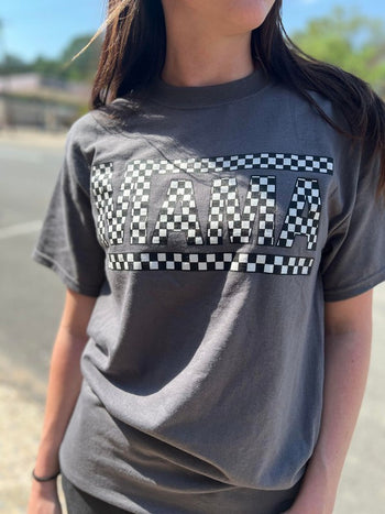 Charcoal Checkered Mama Tee Ask Apparel