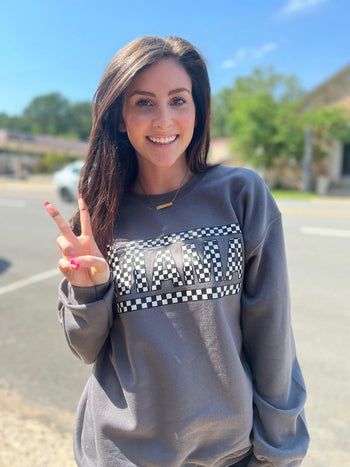 Charcoal Checkered Mama Sweatshirt Ask Apparel