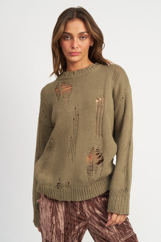 DISTRESSED OVERSIZED SWEATER Emory Park