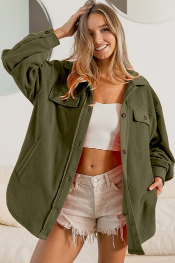 Fleece Buttoned Down Oversized Jacket BiBi