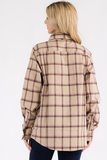 Boyfriend Fit Checker Plaid Flannel Long Sleeve WEIV