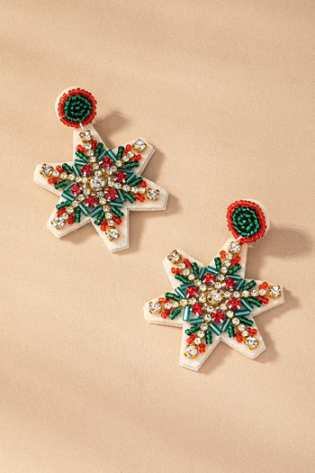 Multi color seed bead snow flake drop earrings LA3accessories