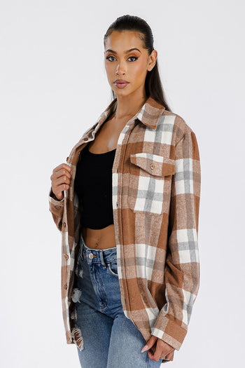 Boyfriend Oversized Soft Flannel Shacket WEIV