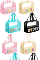 Chenille Letter Clear Travel Bag Luggage Makeup Dani & Em