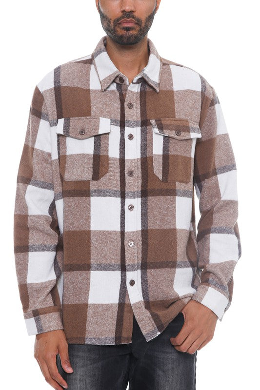 Mens Checkered Soft Flannel Shacket WEIV