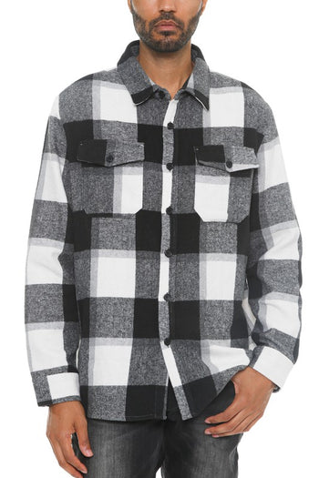 Mens Checkered Soft Flannel Shacket WEIV