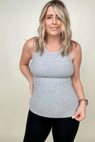 FawnFit Slim Fit High Neck Ribbed Tank Top With Built-In Bra Kiwidrop