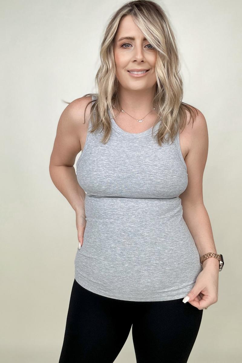 FawnFit Slim Fit High Neck Ribbed Tank Top With Built-In Bra Kiwidrop
