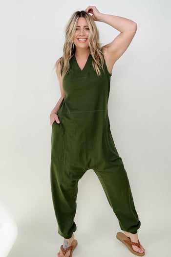 Zenana Solid Sleeveless Harem Jumpsuit Kiwidrop