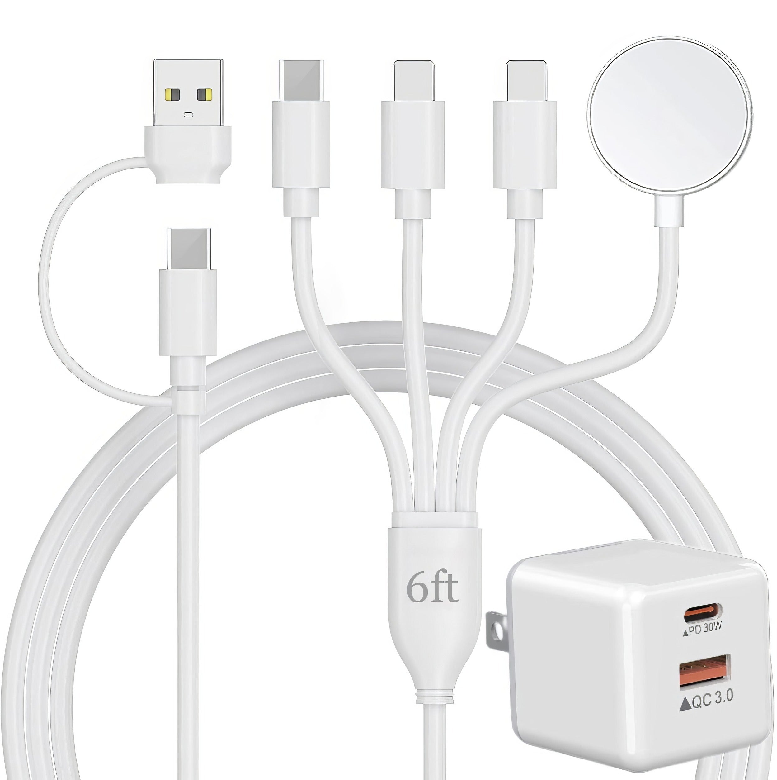 4-in-2 Multi Charging Cable with 36W Dual-Port Charging Block Top-Up - Smart charging solutions