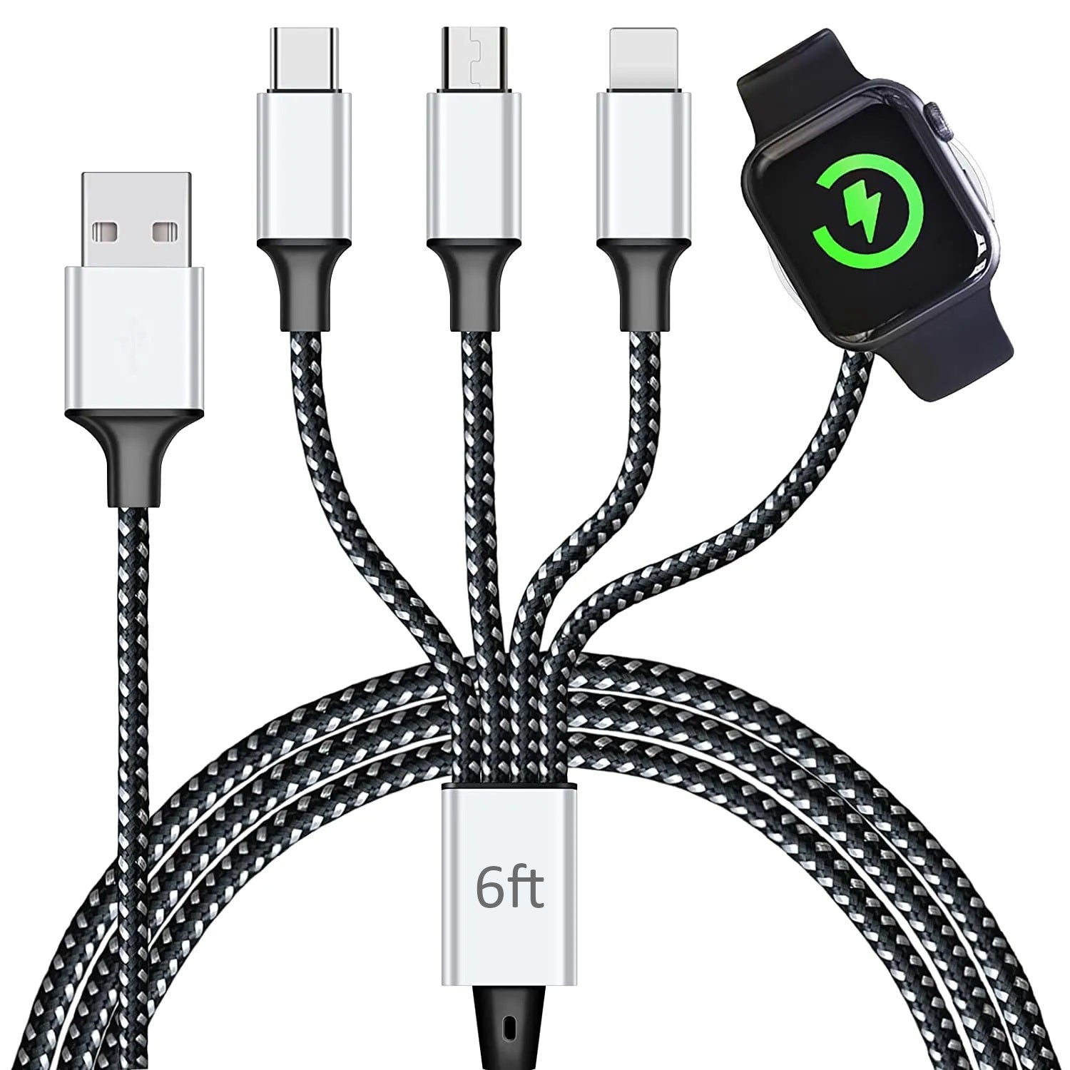 4-in-1 Braided Multi Charging Cable 6ft Top-Up - Smart charging solutions