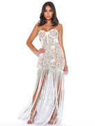 Become The One Lace Long Fringed Strapless Dress (comes in 2 colors) Penderié, Inc.