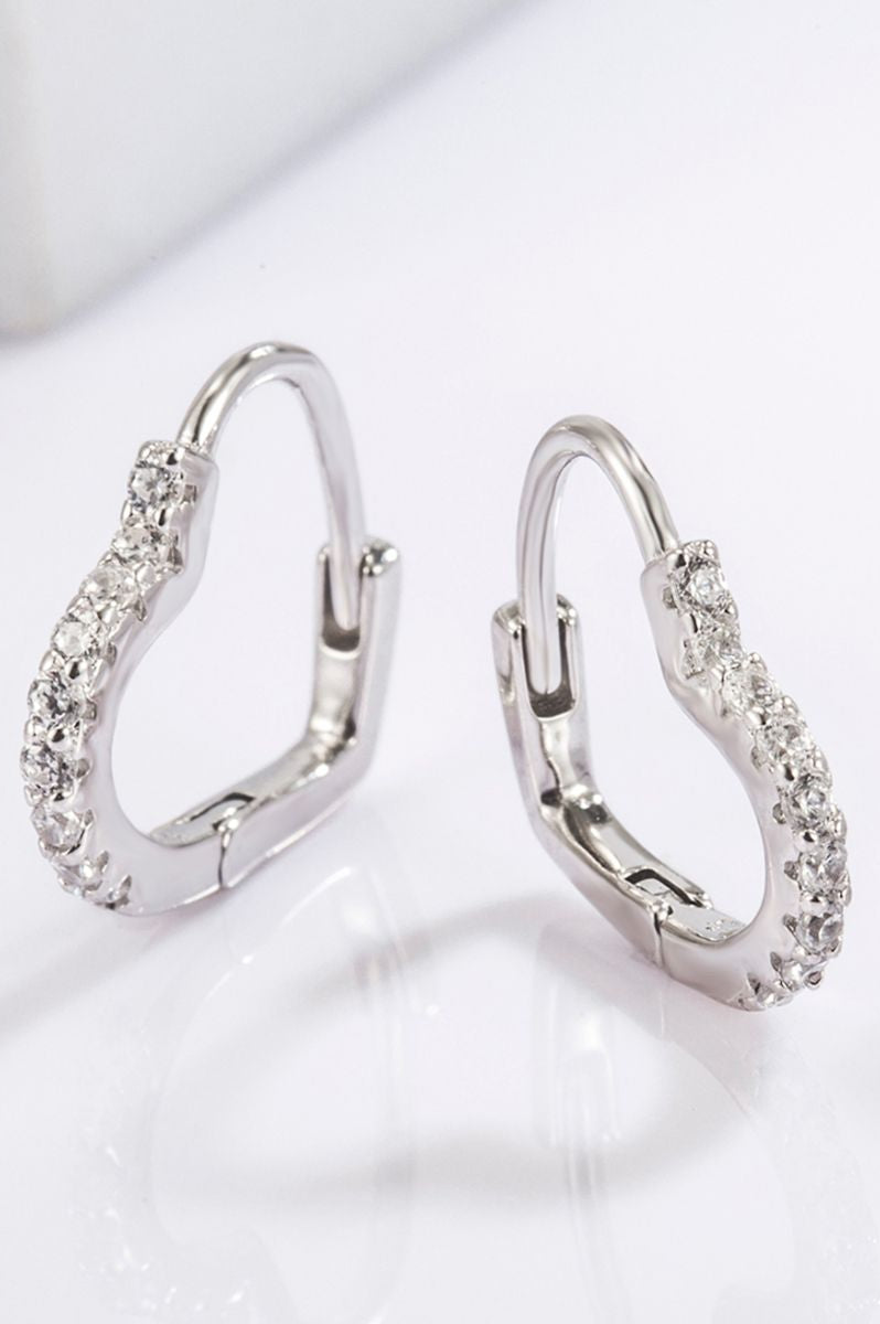 925 Serling Silver Zircon Heart Shape Earrings Casual Chic Boutique