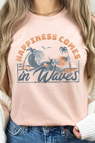 Happiness Comes In Waves Surf Graphic Tee Kissed Apparel